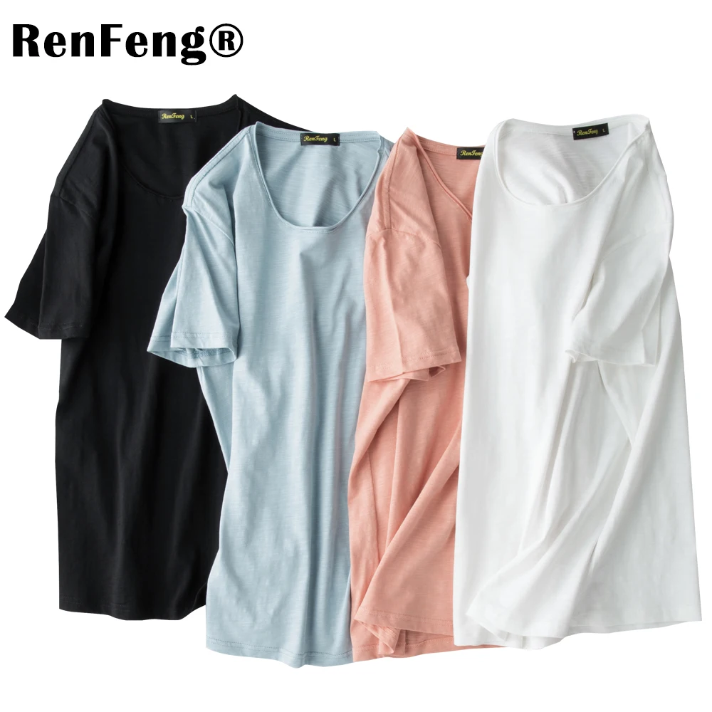 

Summer Plain T Shirt Bamboo Cotton Sweatshirt breathable Men Clothes 2019 Blank White Blue Tracksuit Underwear Men's plus size