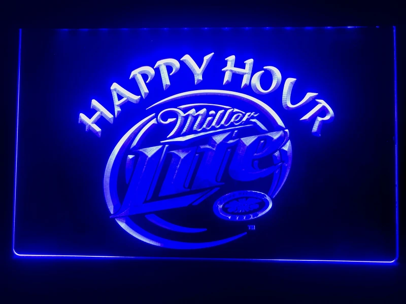 Светодиодный неоновый светильник 605 Miller Lite Пиво в Счастливый час Bar|Таблички и