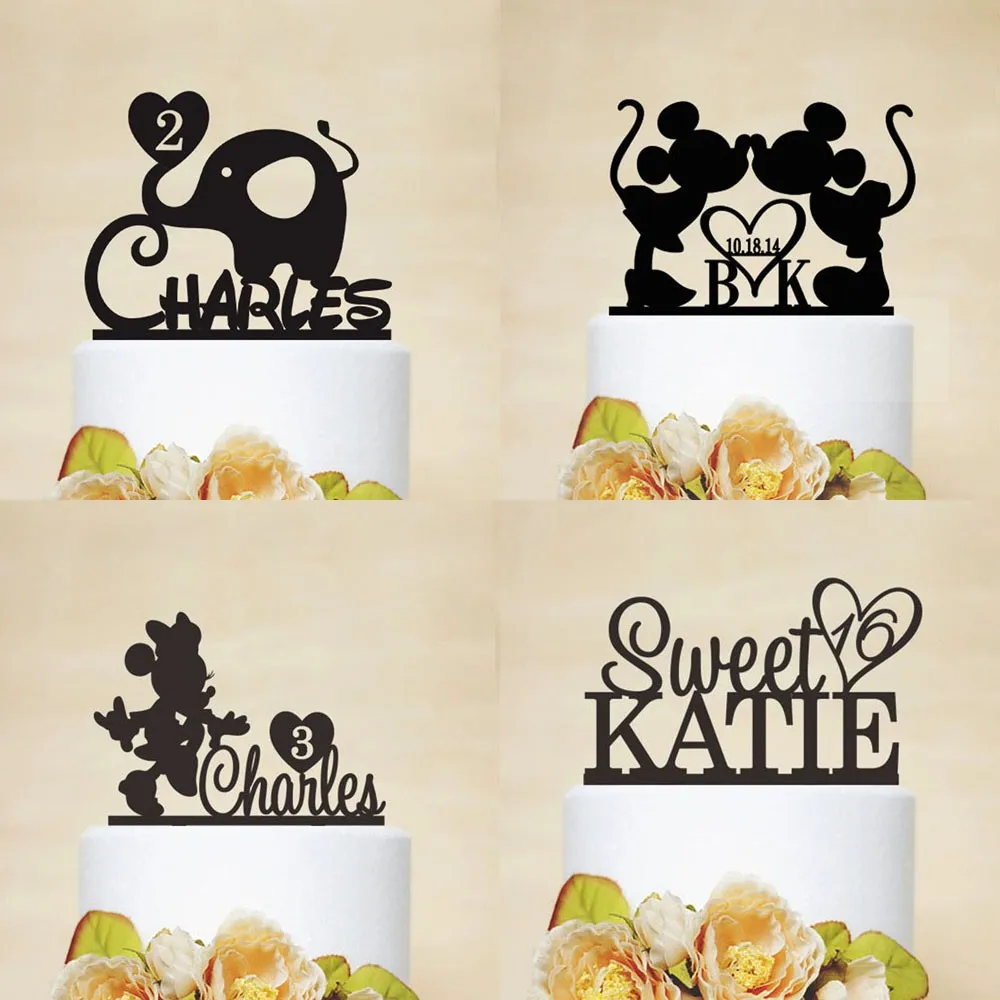 Custom Name Birthday Cake Topper Baby Shower Birthday Party Decoration Kids Casamento Personalized Birthday Cake Toppers Favor