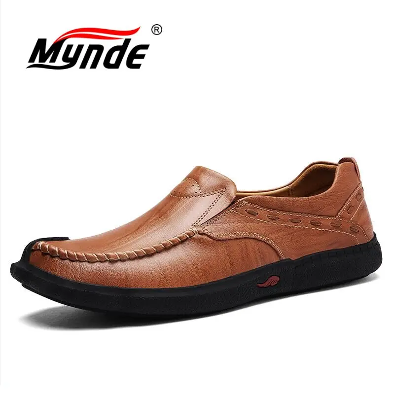 

MYNDE 2018 New Men Shoes Genuine leather Comfortable Men Casual Shoes Breathable Flats For Men Slip On Lazy Shoes Zapatos Hombre