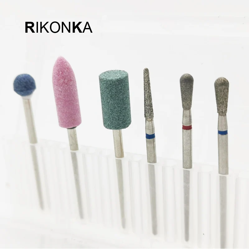 RIKONKA 6 шт. набор сверл для ногтей роторное фрезерование фрезы для маникюра педикюра алмазные ногти элемент пилы машина пилочки 3/32''