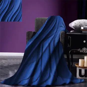 

Navy Blue Blanket Ocean Waves Inspired Design with Digital Reflection Aqua Sea Abstract Artwork Warm Blankets for Beds