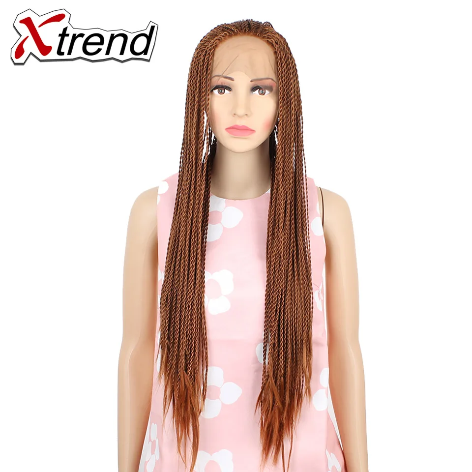 Xtrend длинный синтетический кружевной передний парик Сенегальский 2x витой косички