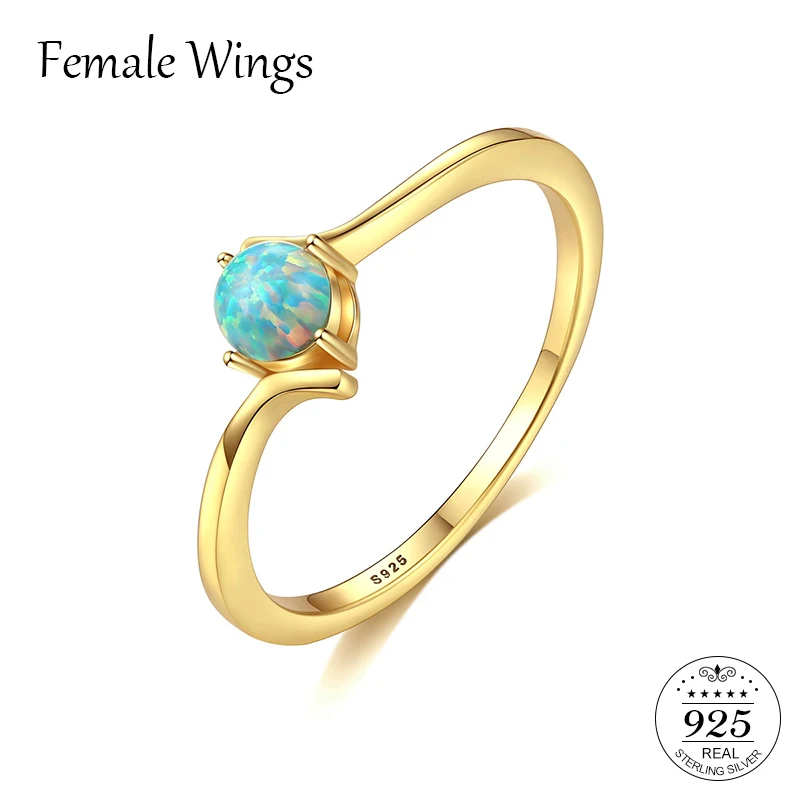 FEMALE WINGS 925 Sterling Silver Rings for Women White Blue Green Gemstone Ring Gift Cubic Zircon Engagement Rings Brincos FR165
