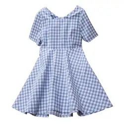Милые платья для маленьких девочек; Vestidos; детская одежда в клетку; хлопковые платья с короткими рукавами для девочек
