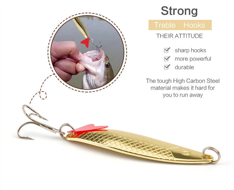 DONQL Metal Spinner Spoon Fishing Lure 6cm 10g 8g Hard Baits Sequins Noise Artificial Bait with Treble Hook Fishing tackle    (5)