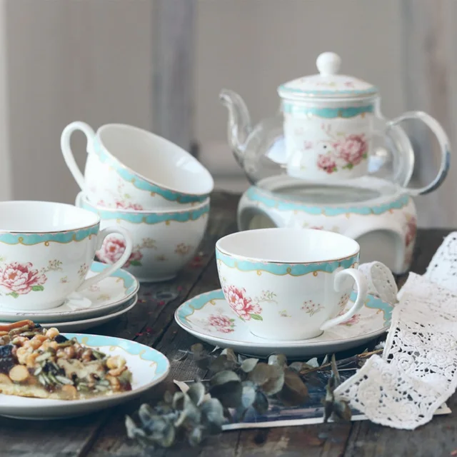 Best Offers Free shipping Porcelain Coffee cup Flower tea cup Lovers cup Afternoon cup Saucer 200