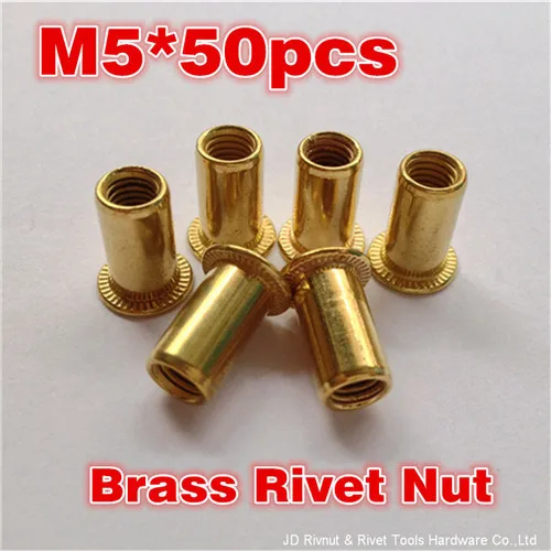 50 x M5 Brass Rivet Nut Open end flat head Brass Insert nut PEM
