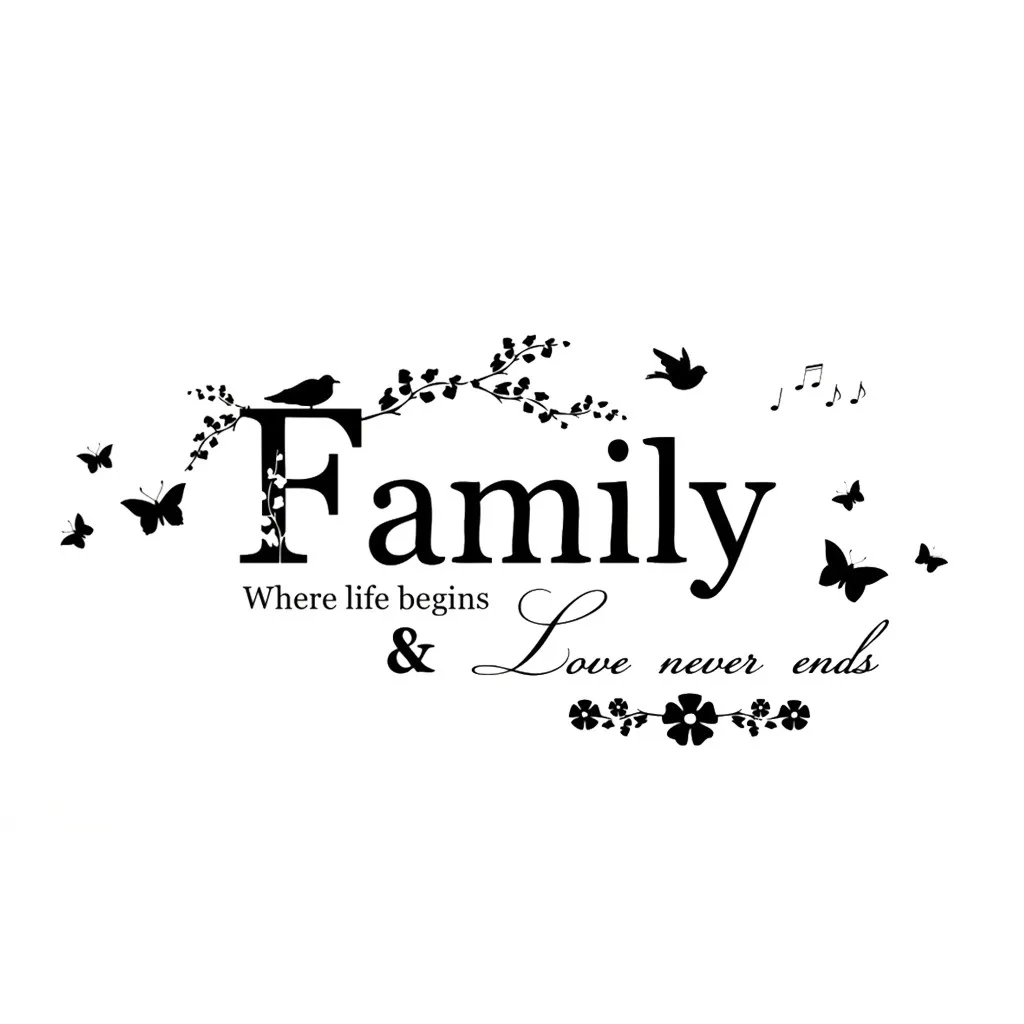 

Family Love Never End Wall Art PVC Decal Quote Words Lettering Decor Sticker Wall Decal Home Decor Room Decoration bedroom decor