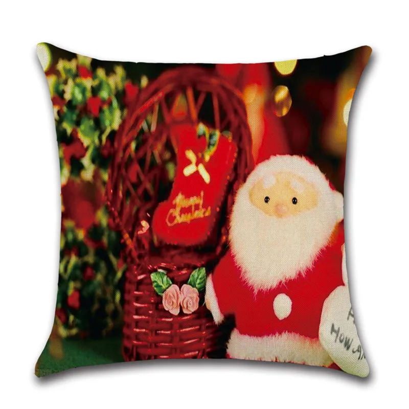 45x45cm Linen Pillow Cover Santa Claus Christmas Tree Print Pillow Case Home Hotel Office Seat Throw Pillow Cover 45x45cm - Цвет: 309
