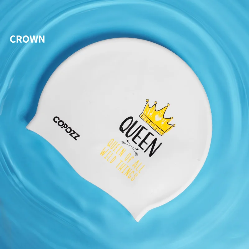COPOZZ силиконовая шапочка для плавания для мужчин и женщин, водонепроницаемая Кепка для плавания в бассейне с защитой ушей, профессиональная шапка для плавания для водных видов спорта - Цвет: crown