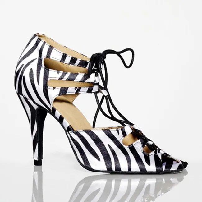 DILEECHI/атласная обувь для латинских танцев, цвета: красный, черный, Зебра; женская Обувь для бальных танцев; обувь для сальсы с широкой/узкой стопой; Высокий каблук 10 см; высота каблука