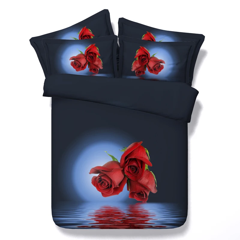 

3D Red Rose Bedding sets bedspread duvet cover bed sheet spread Roses department store Cal King queen size full twin double 4pcs