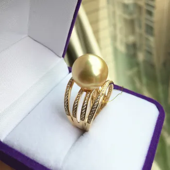 

wedding Women Gift word 925 Sterling real Natural Nanyang Kim ring round to 12-13 mm zircon Luxury Girls
