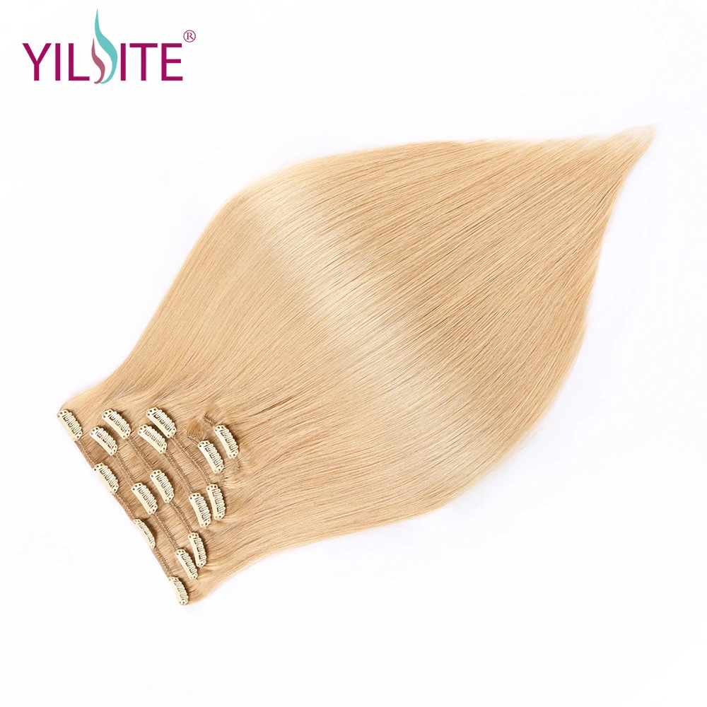 YILITE Blonde #613 клип в пряди человеческих волос для наращивания двойной нарисованной волосы remy Расширения европейские волосы шелковистые