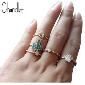 

Chandler Cactus CZ Crystal Paw Rings Midi Finger Twist Toe Feet Ring For Women Championship Rings Sets Bohemia Tiny Slim Bijoux