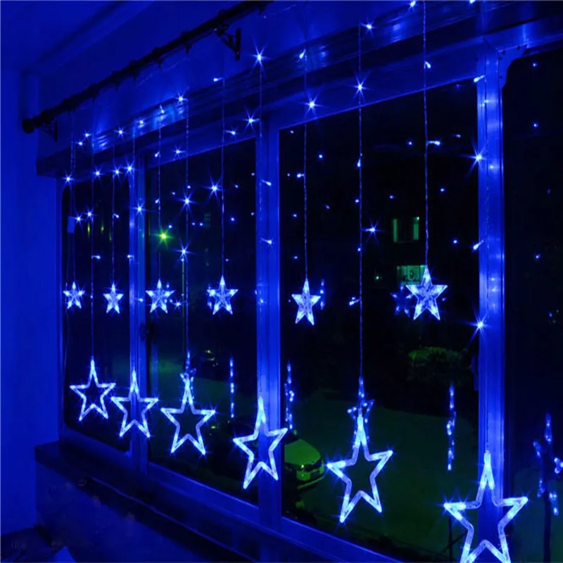 Новогоднее Рождество 3,5 м 96 звезда СВЕТОДИОДНЫЙ занавес гирлянды Рождественские украшения для дома Navidad Kerst - Цвет: big star blue