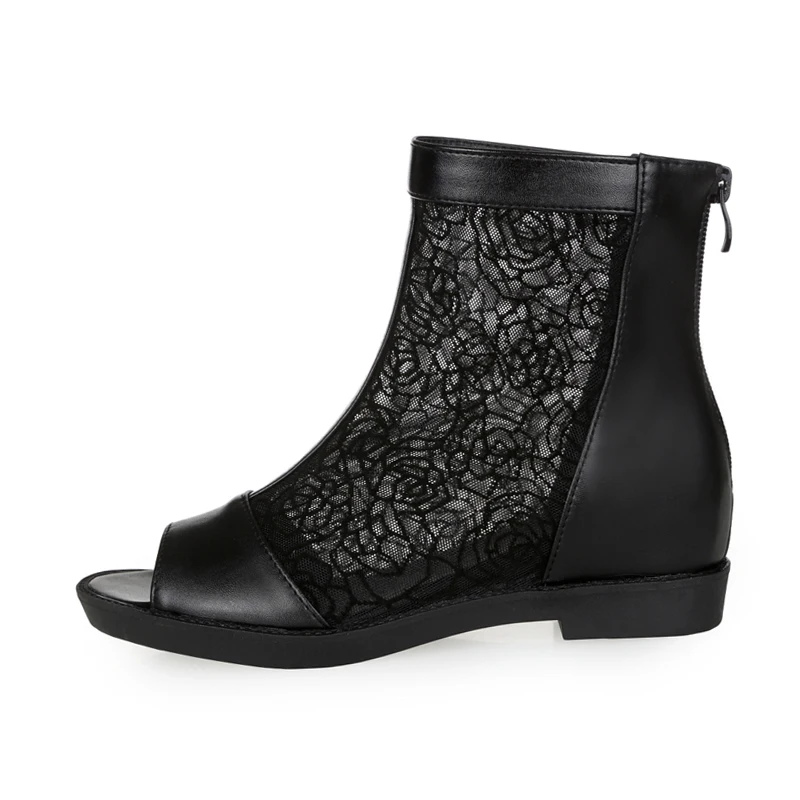 black lace mesh heels