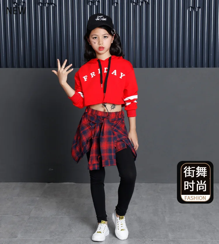 Long Sleeve Autumn Spring Black Girls Hip Hop Dance Costumes Kids Jazz Clothes Children Stage Ballroom Competition Dance Wear (7)