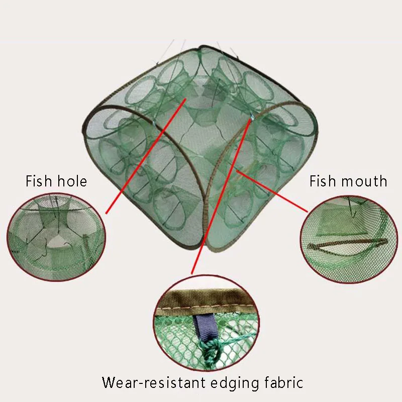 5-21 отверстия Автоматическая рыболовная сеть креветка клетка нейлон складной Краб Ловушка для рыбы литая сеть литая Складная рыболовная сеть