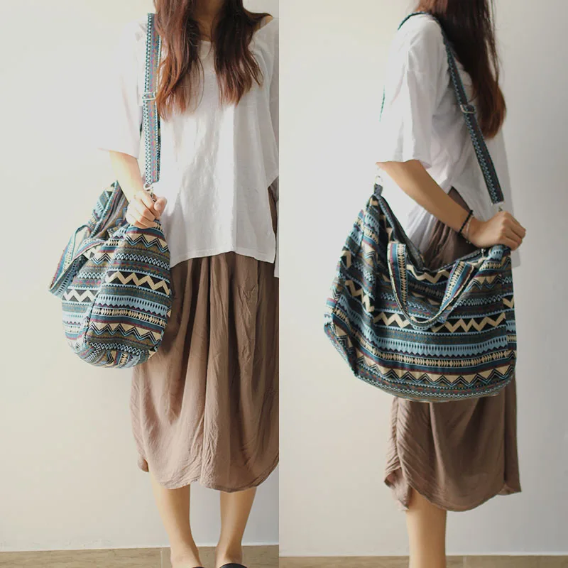 US $20.95 Bohemian Travel Tote Duffel Bag Adjustable Strap Bags Women Shoulder Crossbody Messenger Bags Vintage Womens Handbags Purses