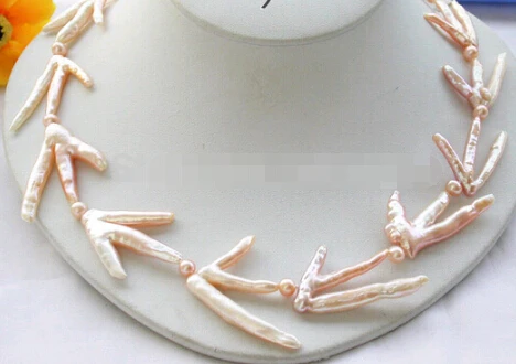 LL&lt&lt&lt 0844 Singularly 18&quot 40mm pink chicken feet freshwater cultured pearl necklace | Украшения и аксессуары
