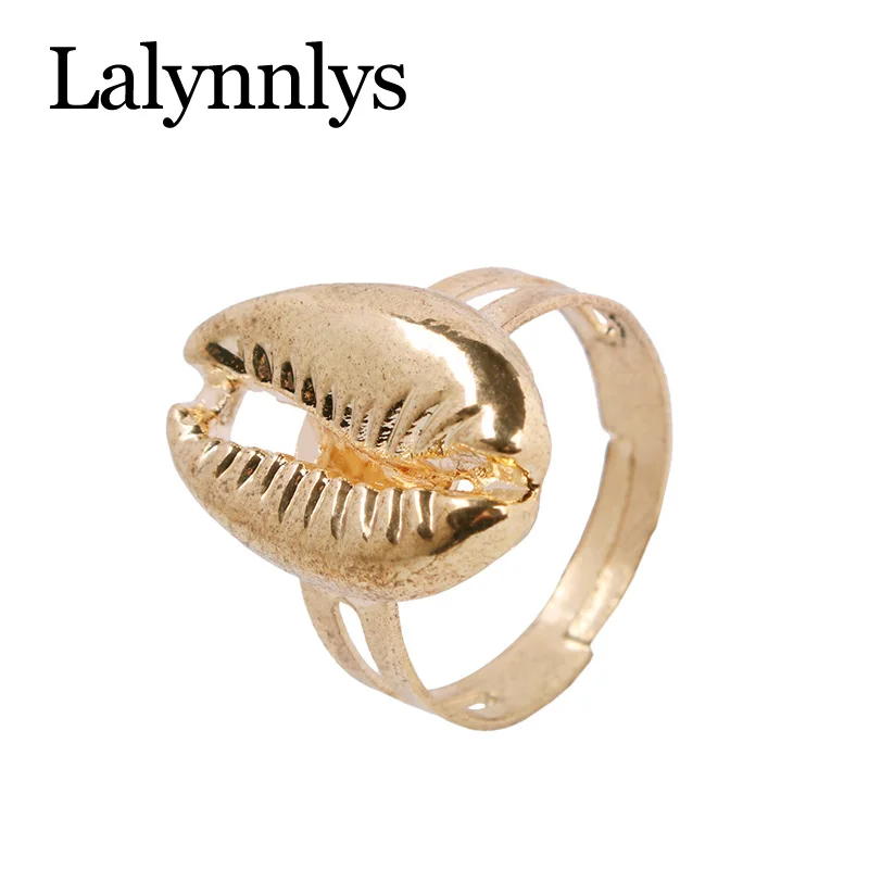 

Lalynnlys Retro Boho Shell Rings for Women Girls Gold Color Metal Shell Shape Finger Rings Party Wedding Beach Jewelry R01661