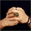 316L Stainless Steel Lion Face Gold Plated  Rings Hipsters Men Women Hip Hop Bijoux Street Dancing Nightclub Punk Finger Jewelry 6