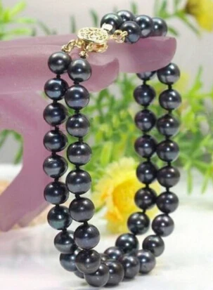 

DYY 820 2 strands 9-10mm south sea black pearl bracelet 7.5 inch