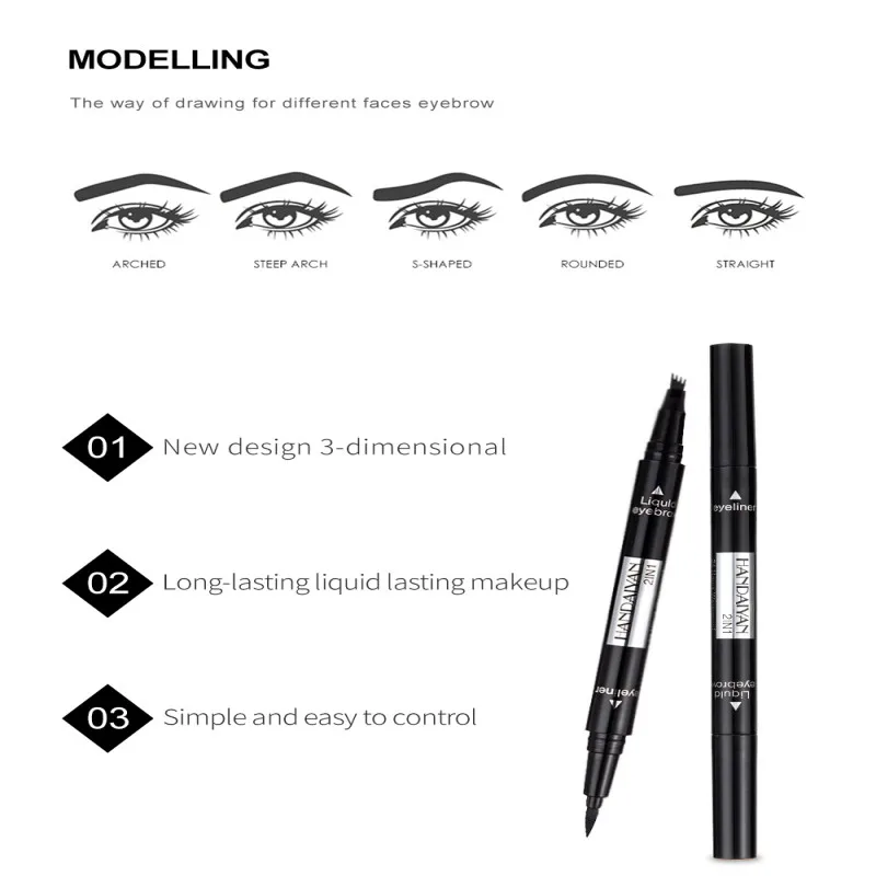 New 2-in-1 Eyebrow Pencil Double Head Four Claw Liquid Eyebrow Pen Waterproof Cosmetics Makeup Tools New 2-in-1 Eyebrow Pencil Double Head Four Claw Liquid Eyebrow Pen Waterproof Cosmetics Makeup Tools