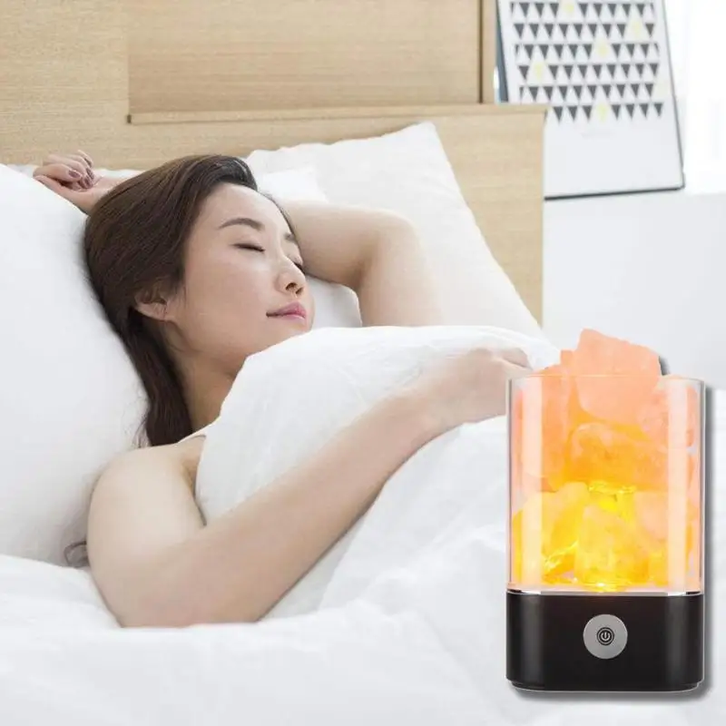 

USB Natural Himalayan Crystal Salt Lamp Light Air Purifier Touch Switch Creator Indoor Warm Light Table Lamp Bedroom Lava Lamps