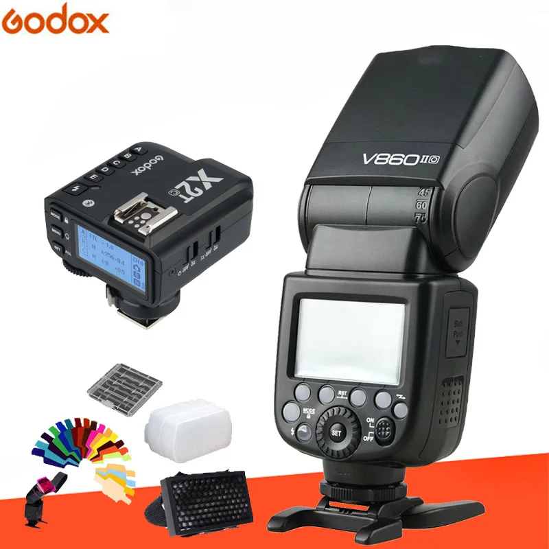 

Godox Ving V860II V860II-C/N/S/O/F E-TTL HSS 1/8000 Speedlite Flash+X2T- Trigger for Canon Nikon Sony Fuji Olympus DSLR Camera