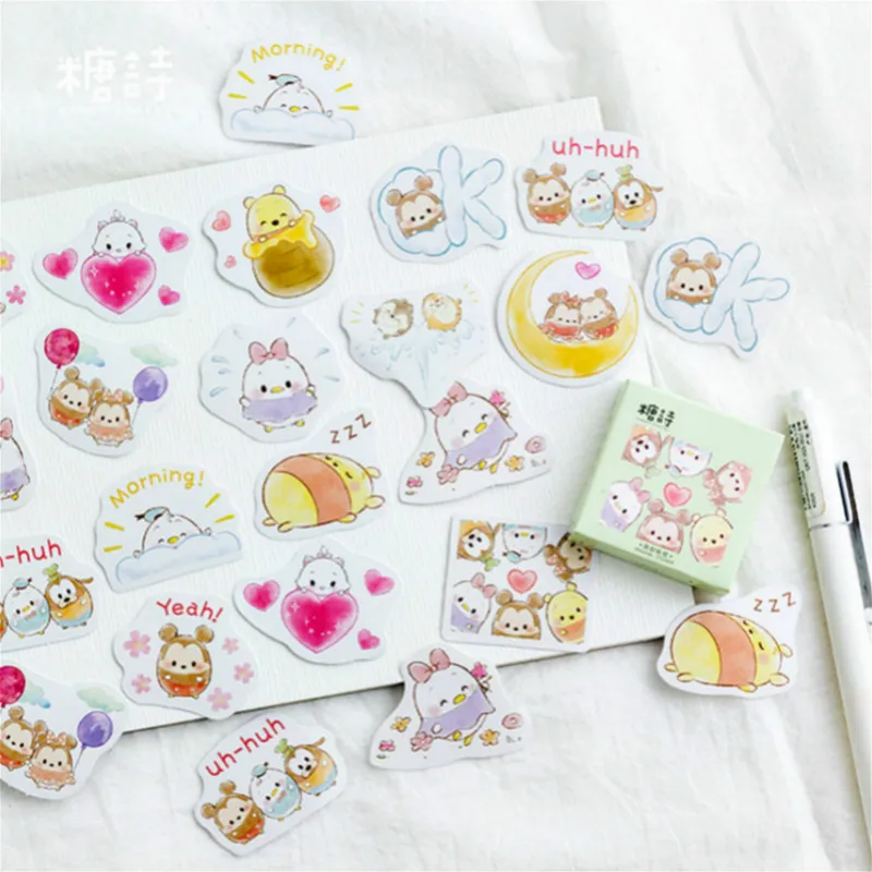 

45Pcs/set kawaii Stationery sticker creativa cute Little Bear pattern diary school supplies stationery christmas stickers label