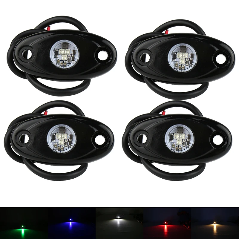 

4pcs White Yellow Green Blue Red Led Rock Light Atmosphere Lamp Decorative Flood Beam 12V 24V 4x4 Under Body Trail Rig Light SUV