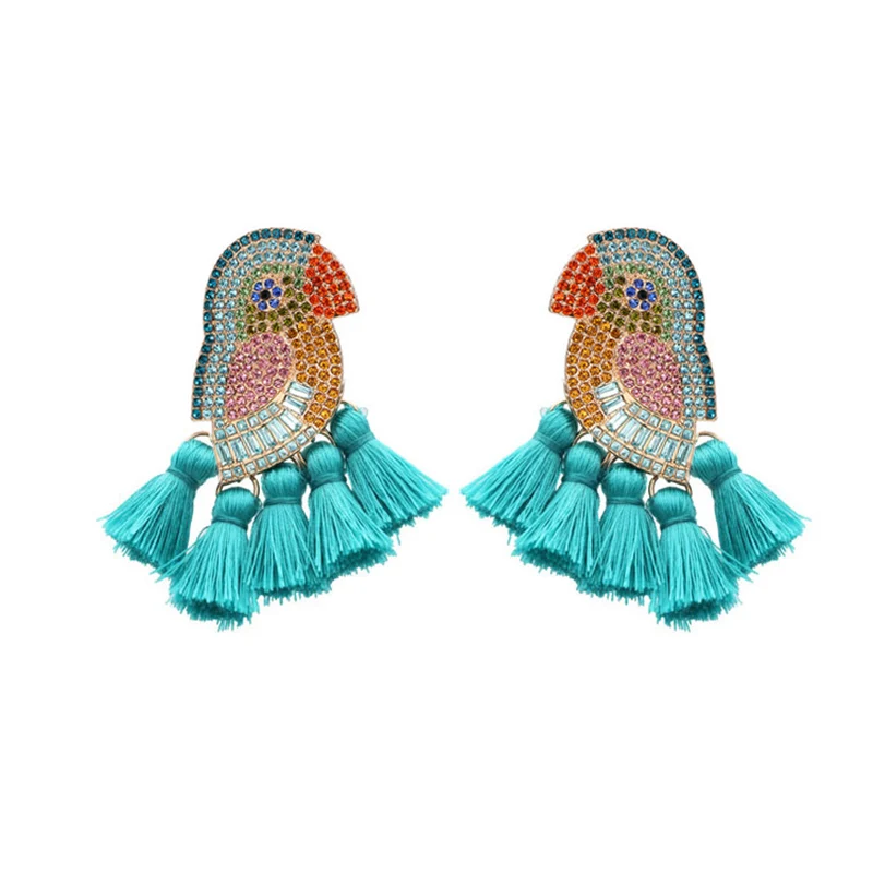 Sehuoran дизайн хрустальные бусины попугай дирд висячие серьги для женщин Высокое качество модные женские массивные серьги