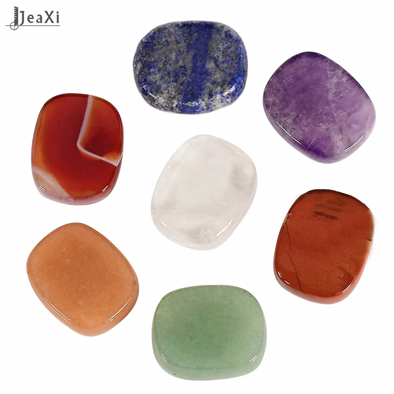 

7 pieces/set rule size Chakra Reiki Palm stones Natural crystal mineral quartz 25*20*6 mm Tumbled worry gemstone Quartz Healing