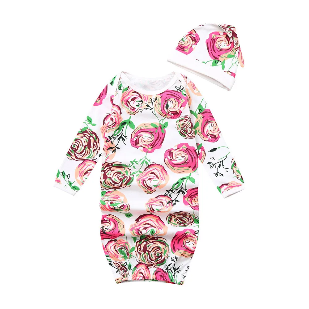 

LONSANT Newborn Baby Sleeping Bag Kids Sleep Sack Infant Baby Boys Girls Floral Print Pajamas Swaddle Sleeping Bag+Hat For baby