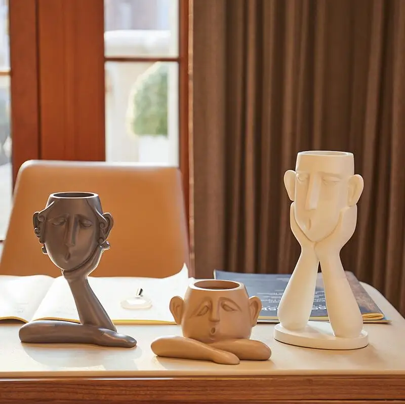 Креативный домашний декор в виде вазы персонализированный резиновый портрет Украшение Современный минималистичный Статуэтка Гостиная ТВ кабинет статуя