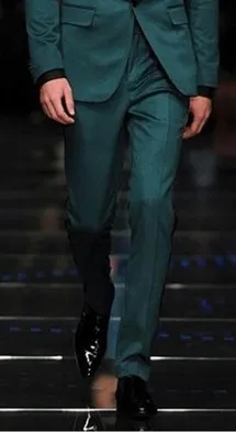 Взлетно-посадочной полосы моды темно-зеленый Для мужчин костюмы Черная шаль нагрудные Блейзер Свадебные смокинги Slim Fit 2 шт. дружки костюмы индивидуальный заказ