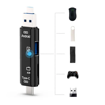 

5-in-1 Type C OTG Card Reader With USB Female Interface For PC USB 3.0 Read TF Memory Card Reader Adapter