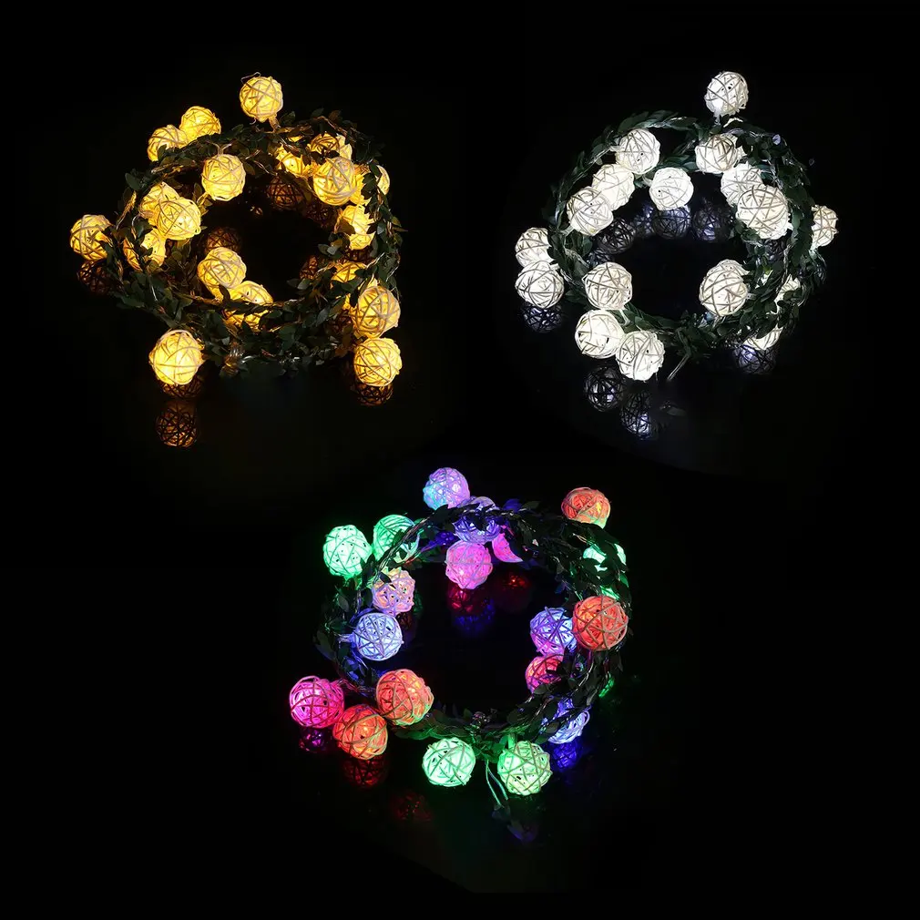 2m 20 LED Rattan Ball String Light Holiday Christmas Lights Outdoor Guirlande Lumineuse Exterieur Luces Decorativa Sale | Освещение