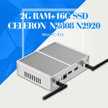 Случай компьютера, Celeron N2920 N2808, DDR3 2 Г RAM 16 Г SSD, 12 V Ноутбук Адаптер, безвентиляторный Материнская Плата, 2 HDMI, Mini PC Планшетный Компьютер
