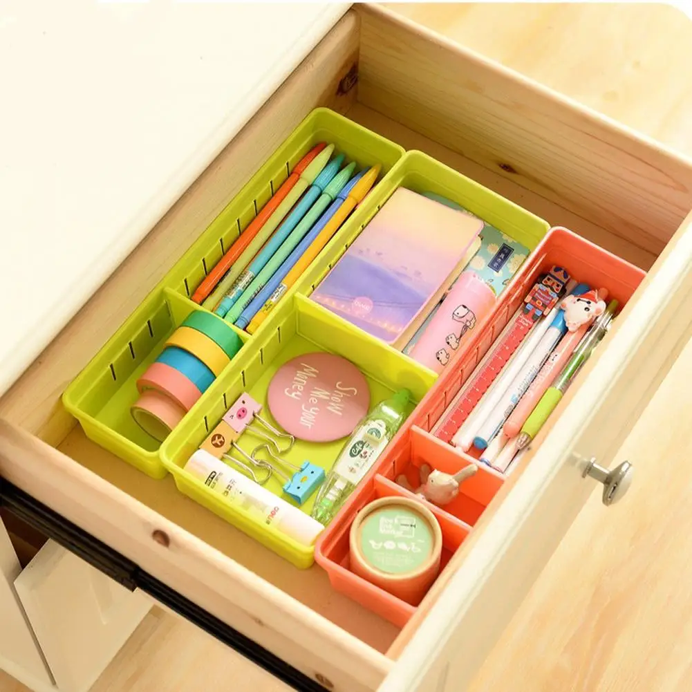 

Adeeing Plastic Adjustable Drawer Organizer Home Kitchen Board Divider Makeup Storage Boxes