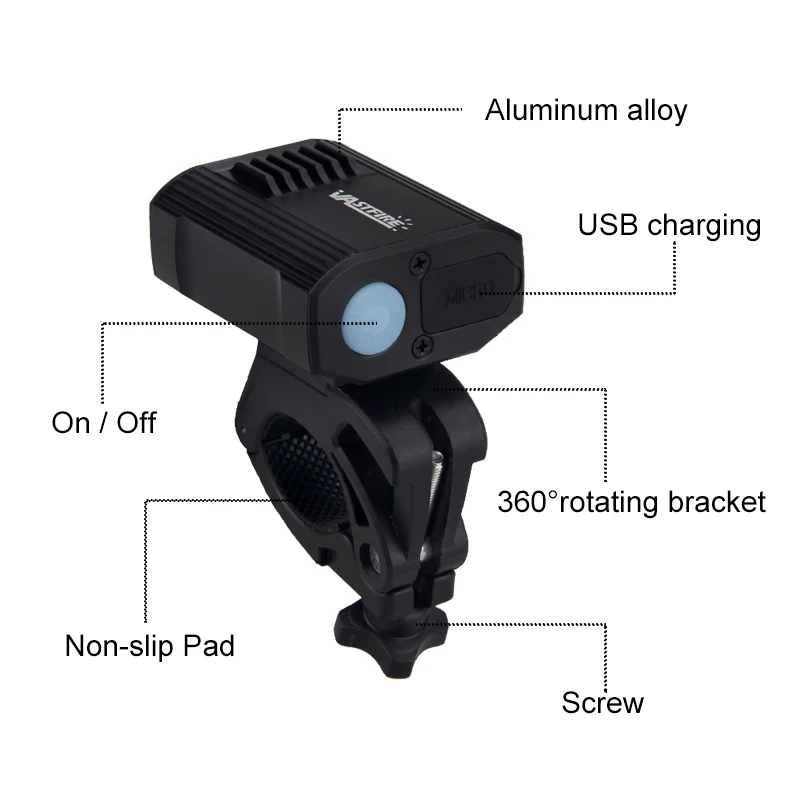 Discount Waterproof USB Rechargeable Bike Light 5 Light Modes MTB Cycling Light Built-In Battery Bicycle Lamp for Safety Night Cycling 5