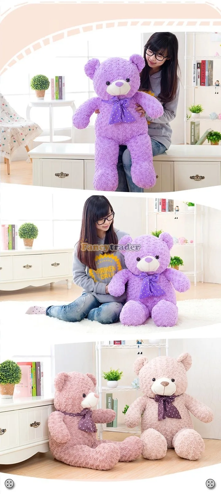 Fancytrader 63'' 160cm Big Giant Stuffed Plush Cute Teddy Bear, Valentine's Day Gift 4 Colors, FT90553 (12)