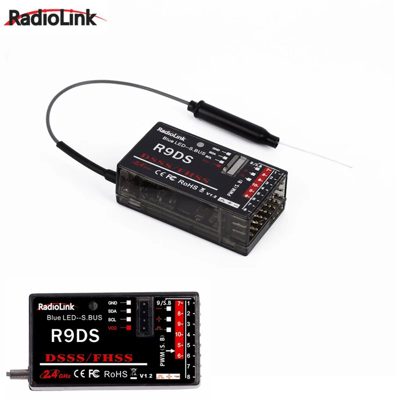 1pcs-RadioLink-R9DS-2-4G-9CH-DSSS-FHSS-Receiver-for-RadioLink-AT9-AT10-Transmitter-RC-Multirotor