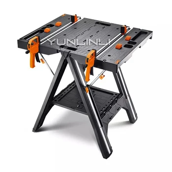 

Portable & Multi-function Working Table Folding Woodworking Saw Table & Sawhorse With Quick Clamps And Holding Pegs