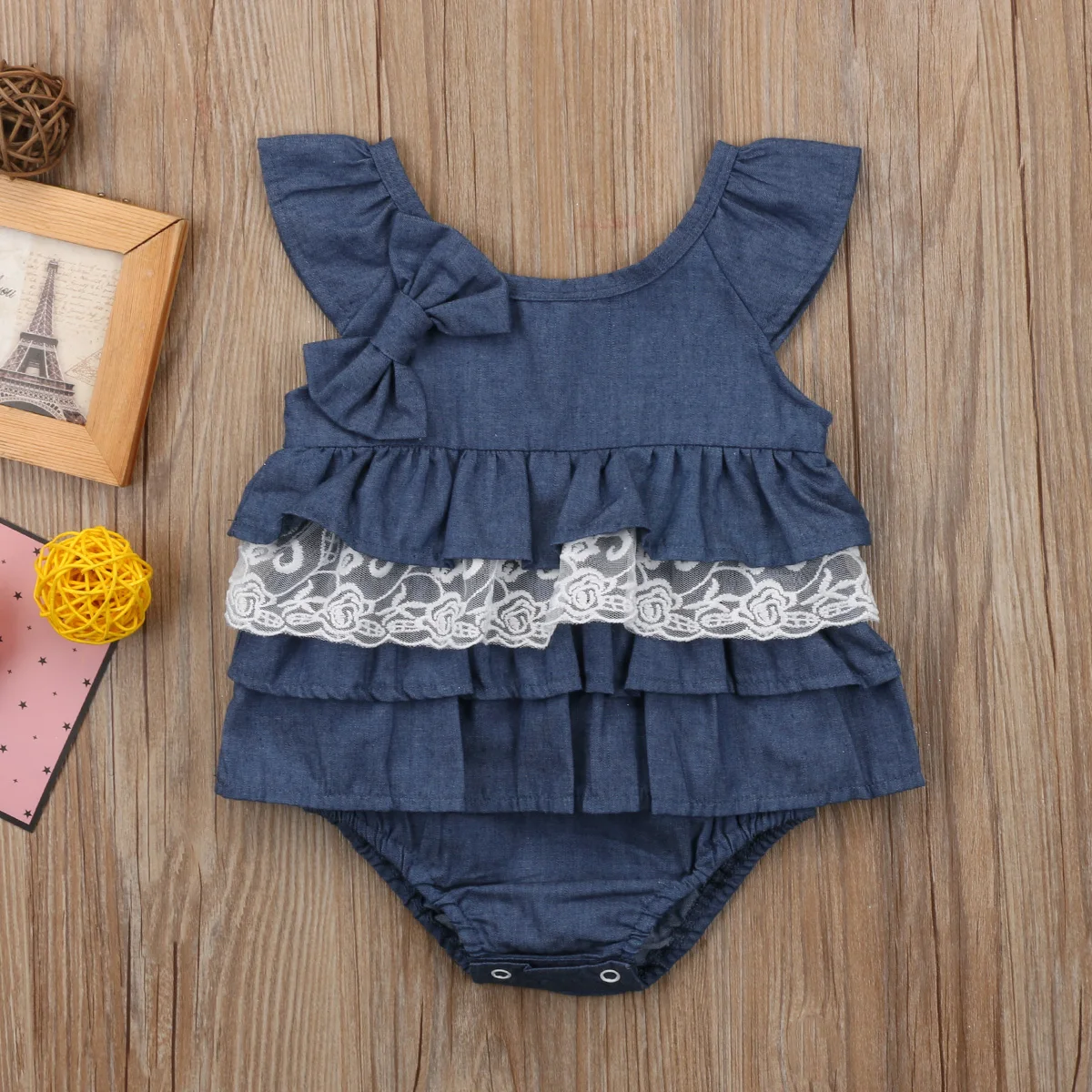 2018 FOCUSNORM Summer Cute Newborn Kids Baby Girls Blue Romper Party