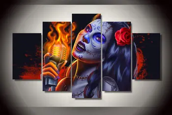 

HD Printed art Day of the Dead Face Painting on canvas room decoration print poster picture canvas wholesale drop shipping
