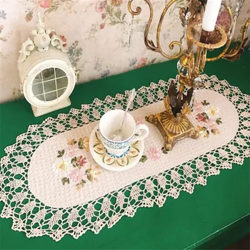 

Free Shipping Ribbon Embroidered pastoral tablecloth Cup Mat Table Cover Table Runner placemat 35x80cm table flag